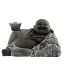 Black & Grey Sitting Happy Buddha Statue