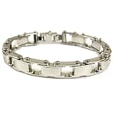 Stainless Steel Bracelet Mens Heavy Masculine Link Polish Finish by Bucasi