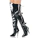 Pleaser Boots Women's SEDUCE-3012 5 Thigh Boot with Studded Straps Belt Buckles and Chain Detail Side Zip