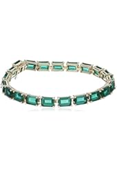 10k Yellow Gold and Created Emerald Bracelet, 7"