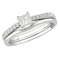 Women Wedding Band And Engagement Ring - White