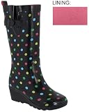 Capelli New York Shiny Multi Dotted Printed Ladies Wedge Body Rubber Rain Boot Black Combo 8 Capelli New York Shiny Multi Dotted Printed Ladies Wedge Body Rubber Rain Boot Black Combo 8