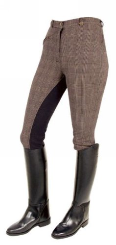Karo Reithose mit Vollbesatz aus Stoff für Damen