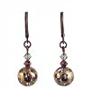 Earrings - E26 - Crystal and Copper Plated Polka Dot Glass Beads ~ Black Diamond (Grey/Gray)