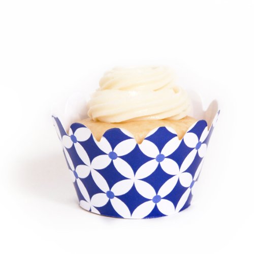 Dress My Cupcake Mini Royal Blue Diamonds Cupcake Wrappers, Set of 18