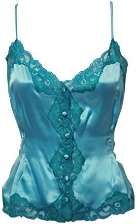Mary Green Silk Satin Camisole With Lace SB55L (M, Aqua)