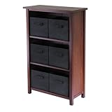 IMAGE OF Verona 3-Section M Storage Shelf with 6 Foldable Black Color Fabric Baskets