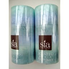 Sia Home Fashion Kerze Duftkerze Kerzen Set von 2 Duftkerzen in der Farbe " light blue " Duft "Aqua Fresia" H�he ca. 15 cm Durchmesser ca. 7 cm