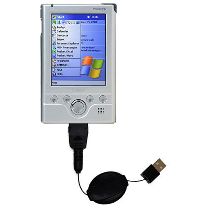 Retractable USB Cable for the Toshiba e335 with Power Hot Sync and Charge capabilities - uses Gomadic TipExchange Technology