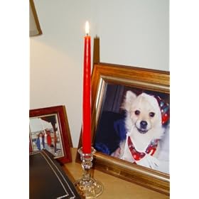 Glass Candle Holder and red tapered candle