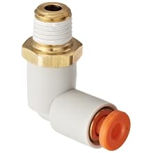 SMC KQ2L Push-to-Connect Tube Fitting, 90 Degree Elbow, PBT & Brass Body, Tube OD x NPT Male, With Sealant, Inch
