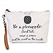 Cute Print Cosmetic Bag - Travel Makeup Organizer Message Pouch Toiletry Wristlet Purse Inspirational Quote/Sugar Skull/Mascara/Pineapple (Be a Pineapple)