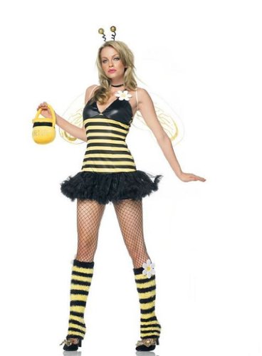 Leg Avenue Women's 4 Piece Daisy Bee Costume Includes Head Piece With Petticoat Dress And Leg Warmers Yellow/Black, X-Small