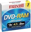 4.7GB Rewritable DVD-RAM Disc for Video, 3 Pack