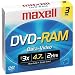 4.7GB Rewritable DVD-RAM Disc for Video, 3 Pack