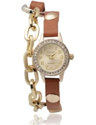 Brinley Co. Rhinestone Accent Chain Detail Wrap Watch