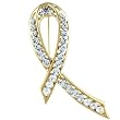 Gold Tone Clear Rhinestone Ribbon Brooch Pin