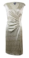 V-neck Crinkled Ruched Metallic/Polyester Cap Sleeves  Dress