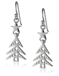 Sterling Silver Christmas Tree Drop Earrings