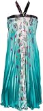Satin Pleated Short Sleeveless Dress with Striped Circle Design ( 3 Colors )