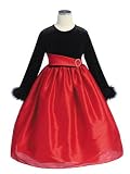 Long Sleeve Velvet Holiday Girl Dress