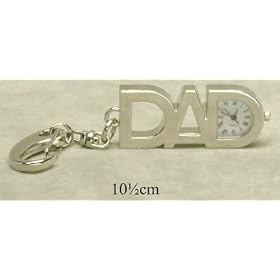 Silver DAD Keyring Keychain Miniature Novelty Clock