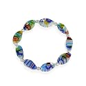 Sterling Silver Multi Color Millefiori Murano Glass Bead Bracelet