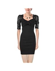 Sweetheart Lace Elbow Length Sleeves Polyester  Dress