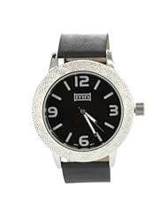 Mark Naimer Fashion Watch in Black Leather Band with Silver Color Case