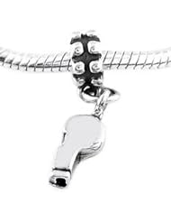 Sterling Silver Three Dimensional Whistle Dangle Bead Charm
