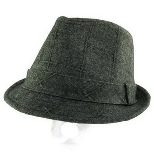 New Wool Textured Quad Stingy Fedora Trilby Hat Charcoal Medium Large