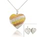 Vermeil (24K Gold over Sterling Silver) Tri Color Gold Stripe Heart Locket