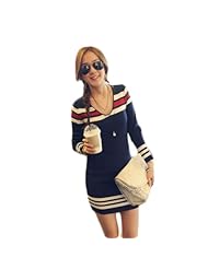 Sexy V-neck Plunging Neck Sweater Long Sleeves  Dress