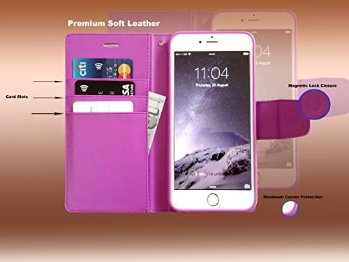Apple iPhone 6 Cell Phone Casing [FLAPA Series] Elegant Premium Quality [Synthetic Soft Leather] with [Stand Flip Cover] [Magnetic Lock Closure] [Card Slot] [Cash Compartment] (Purple, iPhone 6)