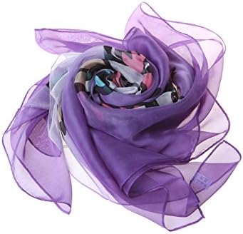 Lemonpaier Women's Printing Chiffon 70.8*43.3 Inches Oversize Silk Scarf Purple