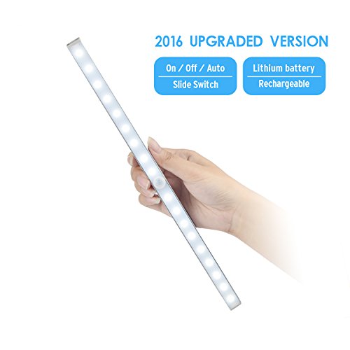 LED Closet Light, Cshidworld Rechargeable Wireless Motion Sensing Light Stick-on Anywhere Portable 18 LEDs Under Cabinet,Pantry,Kitchen Lighting Lamp (Off/On/Auto Switch)