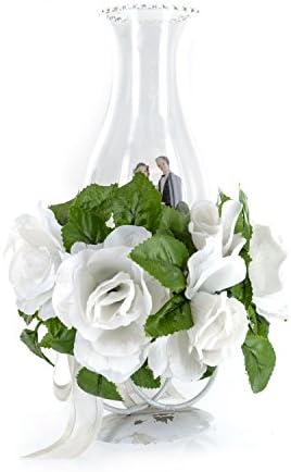 Wedding Couple on Double Ring Stand with Flower and Glass Holder in White DIT Kit