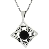 Sterling Silver Celtic Knot with Round Black Onyx Center Necklace