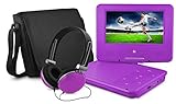 Ematic 7-Inch Swivel Portable DVD Player with Headphones and Bag, Purple