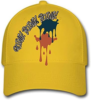 YoRop Comics Boing Graffiti Logo Black Adjustable Baseball Cap Unisex Yellow Cap