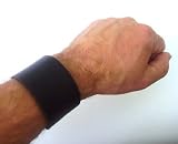 Biker Wristband Black Topgrain Leather 1 1/2" Wide Size Medium
