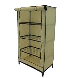 Cream Biege 4 Tier Portable Storage Rack Organiser with Protective Cover