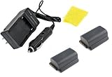 Multipack (2 Count): Digital Replacement Battery PLUS Mini Battery Travel Charger for Specific Digital Camera and Camcorder Models / Compatible with JVC BN-V507U, BN-V514U Charges with Intelligent Charge Technology - Includes Car Adapter, TWO Batteries and ONE Soft Nonporous Microfiber Cleaning Cloth