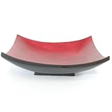 Handmade Red and Black Decorative Mango Wood Platter / Tray With Elegant Curves