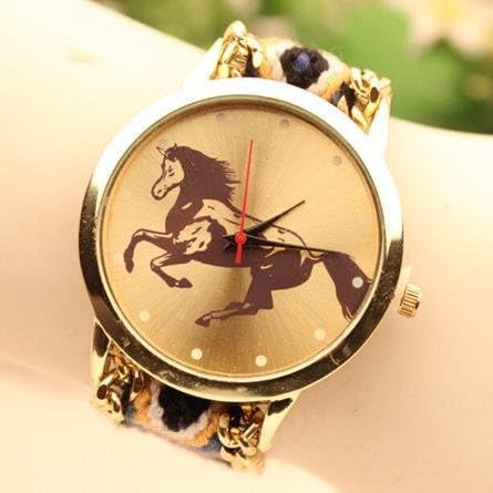 GLucky Time Horse Quartz Watch Women watches Ribbon Wristwatches Relogio Feminino Relojes mujer Clock Brand Dress