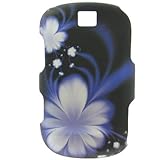 Crystal Hard BLACK Snap on RUBBBERIZED With Purple Flowers Design Faceplate ....