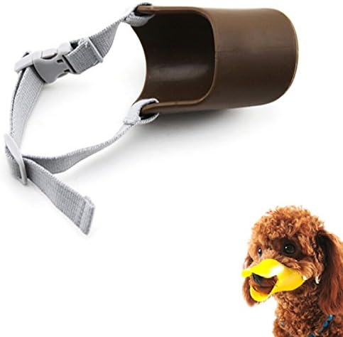 Small Size Novelty Silicone Duck Mouth Shape Soft Dog Muzzle Adjustable Mask Anti Bite and Bark Brown Color S