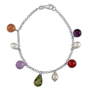 Sterling Silver Bracelet Briolette Cubic Zirconia CZ Pea