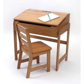 Lipper International Child's Slanted Top Desk And Chair - Pecan by Lipper