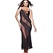 Womens Plus Size Sheer Mesh Lingerie Illusion Nightgown Black Babydoll